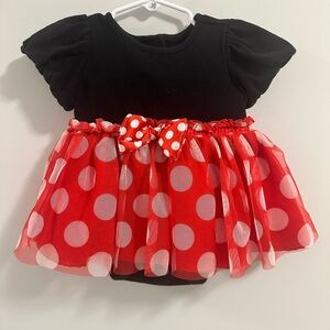 Disney Store 12-18m Minnie Mouse Baby Costume Bodysuit Red Polka Dot Bow